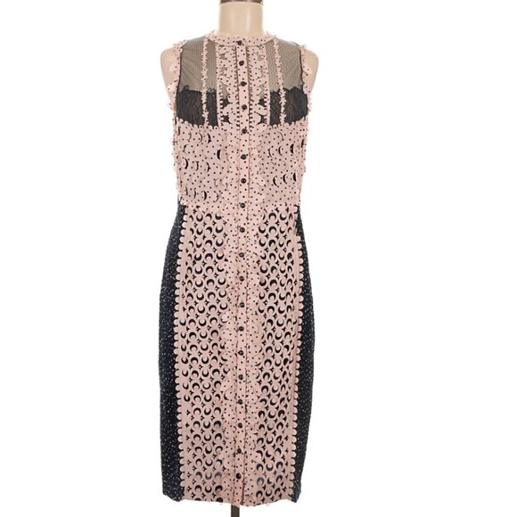 Anthropologie BEGUILE by Byron Lars Lasercut Sheath Lace Midi Dress 8 NWOT - Picture 4 of 16